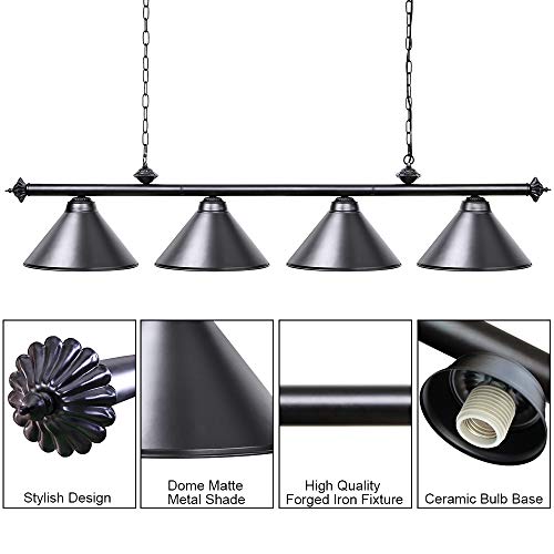 Wellmet B07GSRZDQ9 4 Light Pool Table Light, 70 Inch Modern Industrial Hanging Chandelier Island Light With Lamp Shade Billiard Lighting thumb #3