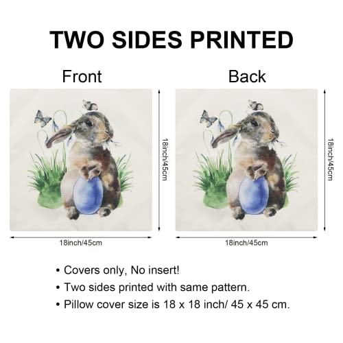 Garuits Spring Easter Pillow Covers 18X18 Set Of 4, Rabbit Bunny Decorative Throw Pillow Covers, Farmhouse Outdoor Pillowcase Holiday Linen Cushion Case For Couch Sofa Home Decor #TOP2