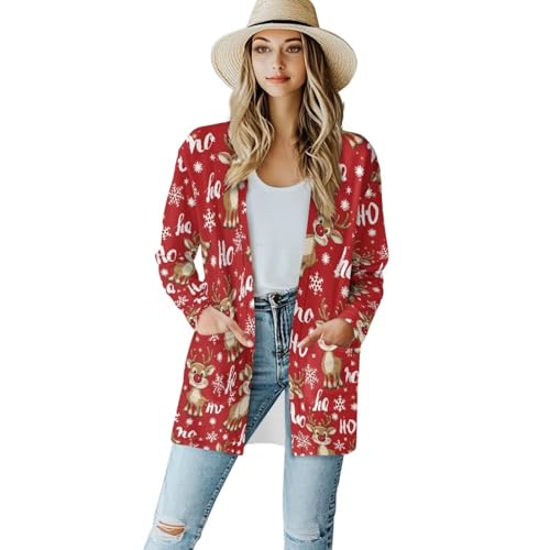 Image of Biyejit Women's Long Sleeve Open Front Cardigan Casual Loose Lightweight Cardigans with Pockets Drape Cardigan