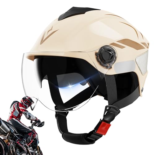 Biniveil Cascos De Motocicleta para Hombres - Casco De Scooter con Doble Visera - Protección UV Ajustable para Familia y Amigos