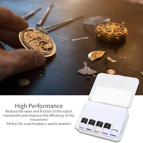 5PCS Synthetic Lubricating Oil, Watch Repair Tool Kit with Synthetic Oil for All Watch Movements