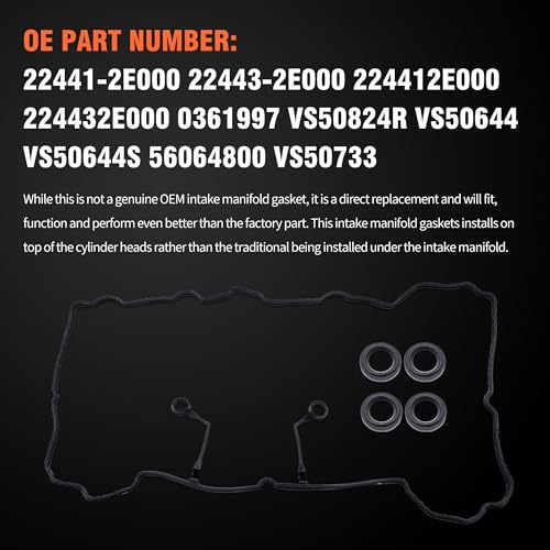 Image of HiSport Engine Cylinder Valve Cover Gasket Kit VS50824R - Compatible with Hyundai Elantra Coupe Elantra GT ix35 Sonata Tucson Compatible with Kia Forte Optima Soul Sportage 1.8L 2.0L 2011-2021