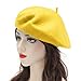 ZLYC Wool French Beret Hat Solid Color Beret Cap for Women Girls (Basic Yellow)