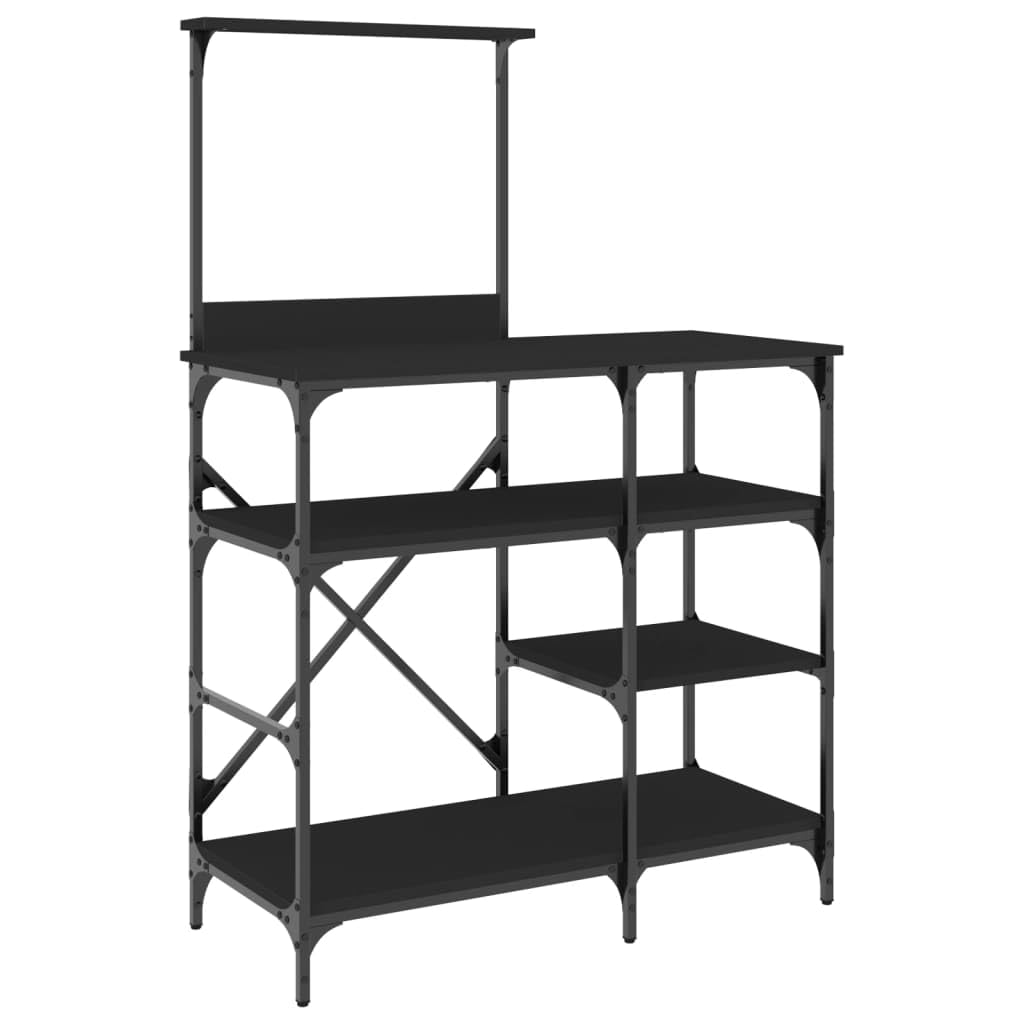 Bäckerregal, schwarz, 90 x 40 x 132 cm, Holzwerkstoff und Metall