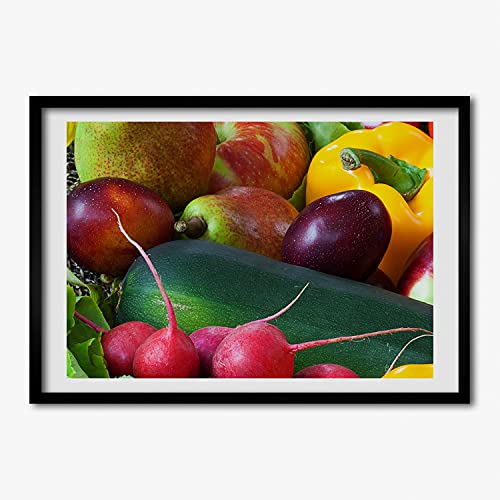 Cadre en bois moderne 70x50 cm Tulup avec peinture décorative premium owoce et légumes