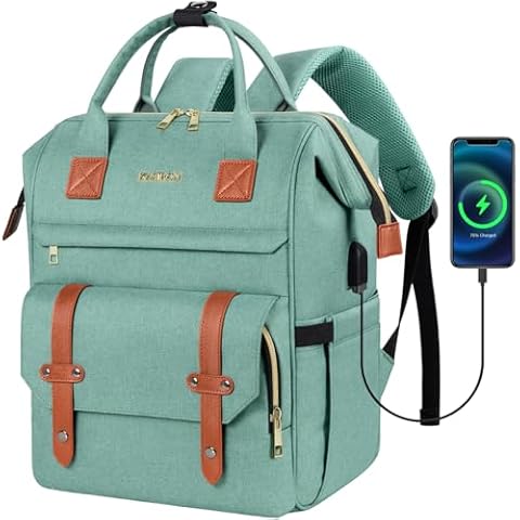 UKEIN Laptop Backpack for Women Work Travel Backpack Purse Commuter Business Computer Bag (Green) Cover