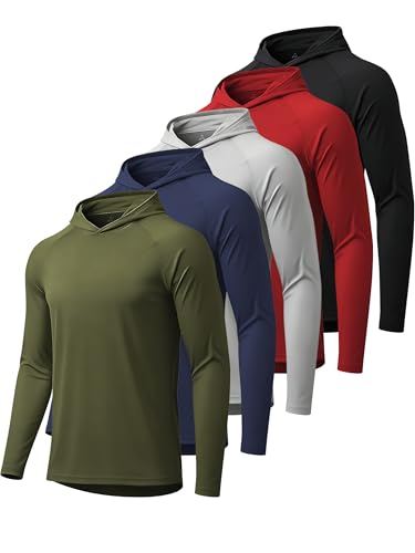 Image of Hoodies for Men UPF 50+ Sun Protection Fishing Shirts Long Sleeve Lightweight Rash Guard Shirt UV SPF Sweatshirt