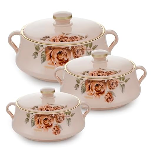Nayasa Plastic & Stainless Steel Lorenzo Casserole (500, 1000 and 1500, Beige) - Set of 3, (Lorenzo_3), 1500 Milliliter