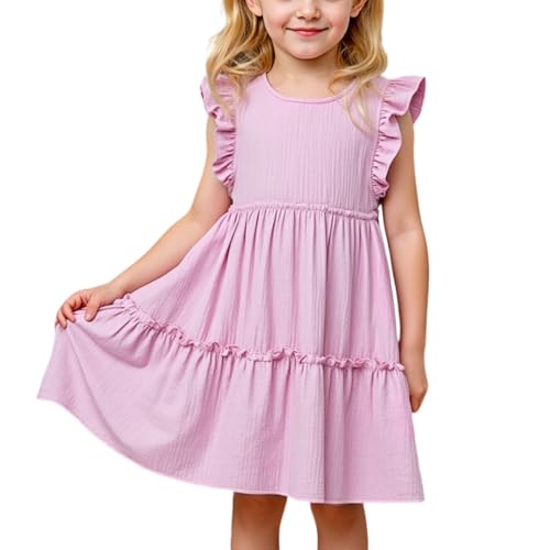 Little Bitty Toddler Girls Cotton Dress Summer Sleeveless Casual Printed Flared Dress 2-7 Years