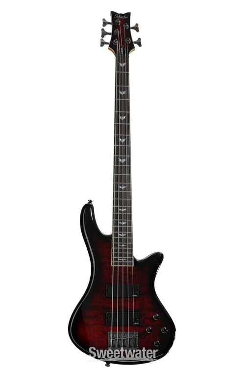 Amazon.com: Schecter Stiletto Extreme-5 Bass Guitar, Black Cherry