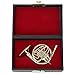 Agatige French Horn Model, Brass Miniature French Horn with Stand and Case, Gold Plating Miniature French Horn Instrumento Ornament Desk Decor Display Musical Instrument Gift for Home Ornament, Gift
