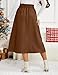 IDEALSANXUN Fall Skirts for Women 2025 Chocolate Brown Fall Clothes Winter Clothing High Waisted A Line Pleated Midi Corduroy Skirt, Brown, L