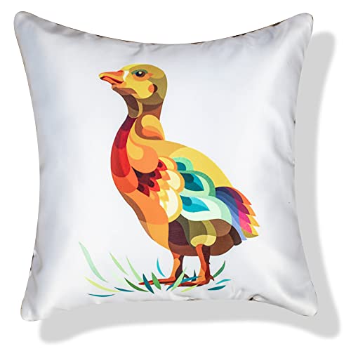 Image of Decorative Satin Sofa Cushion Covers Set of 5, 12 inch x 12 inch, Sofa Pillow Cover, Ethnic Festive, Multicolor, Animal Design, Zipper Closure (Herds, 12X12 Inches)