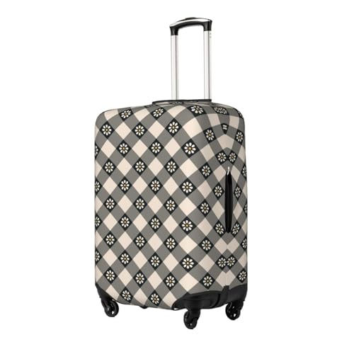 Daisy Plaid Black Luggage Cover Protector Anti-Scratch Washable Fits 18-32 Inch Luggage-Large2