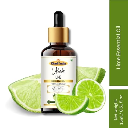 Image of Khadi Lime Essential Oil 15 ml | Pure & Natural | Lemongrass Aroma for Home Cleaning | Anti Aging Properties | Oil for Face & Hair | All Skin Types | Aromatherapy for Men & Women
