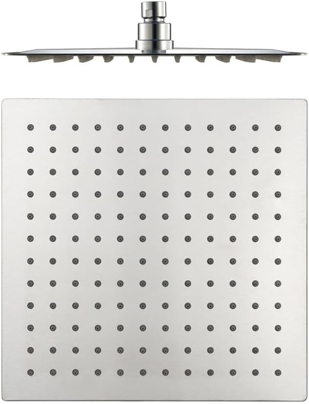 Billg Alcachofa de Ducha Efecto Lluvia 20CM, Cabezal de Ducha Lluvia en Acero Inoxidable, Rociador para Ducha Cuadrado con Sistema Antical, Instalación Flexible en Pared o Techo, G1/2 ''