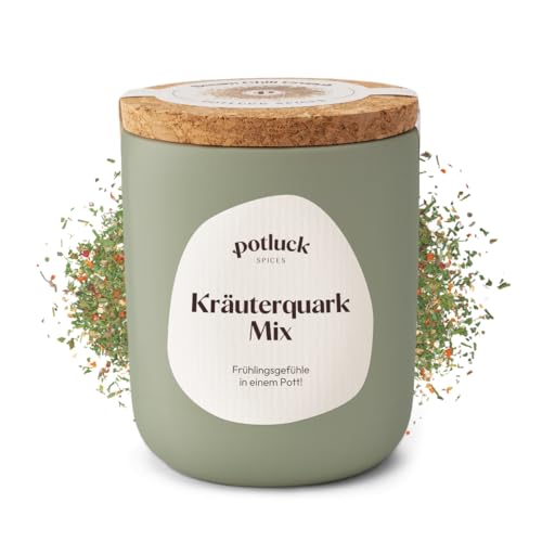 Potluck | Kräuterquark Mix | Gewürzzubereitung für Kräuterbutter, Dips und Dressings | 45 g im Keramiktopf | Gesunde Ernährung, Lecker Essen für zu Hause