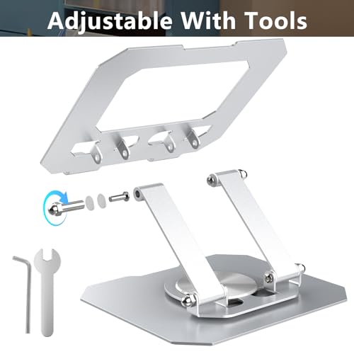 Image of Bighan Tablet Stand, 360 Rotatable Adjustable Tablet Stand Compatible with 4-13 Inch Phone /Tablet, Super Stable Universal Tablet Holder Compatible with iPad, iPhone, Kindle (Silver)