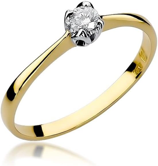 Anillo de compromiso para mujer, oro amarillo 585 de 14 quil...
