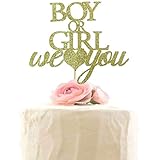 Boy or Girl Cake Topper, Gender Reveal Party Decor - He or She - Baby Shower Party Decorations ( Gol