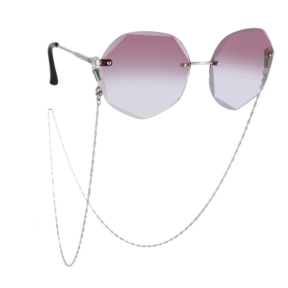 TEAMER Cadena de gafas de sol de acero inoxidable con cuentas para gafas de sol, cordón para gafas, correa para el cuello para mujer