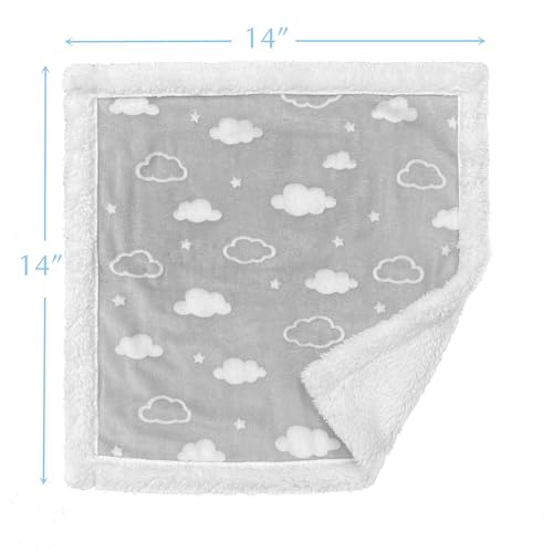 Image of American Baby Company Heavenly Soft Chenille Sherpa Security Blanket 14 inchx14 inch, Gray, Warm & Cozy for Baby Boys & Girls