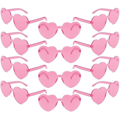 LIULIUBTY Heart Shaped Rimless Sunglasses, Bachelor Party Cool Sunglasses 12Pack, Colorful Funky Sunglasses (12 Packs, Pink) Cover
