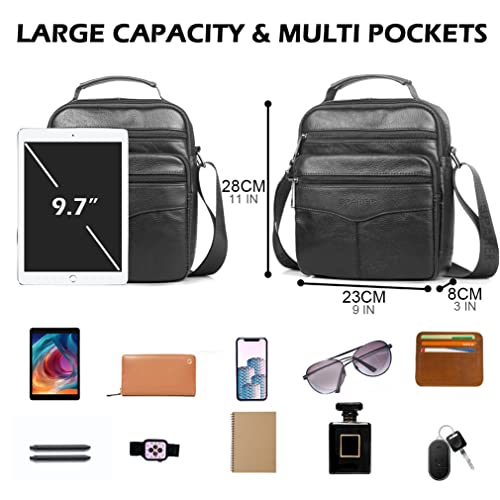 SPAHER Grote Heren Lederen Handtas Schoudertas IPAD Zakelijke tas Cross Body Casual Sling Organizer Reistas met verstelbare schouderriem - Image 6