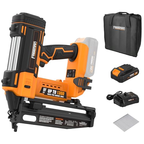 Freeman PE20VFN64 20 Volt Cordless 16-Gauge 2-1/2" Straight Finish Nailer Kit with Lithium Ion Battery, Charger...