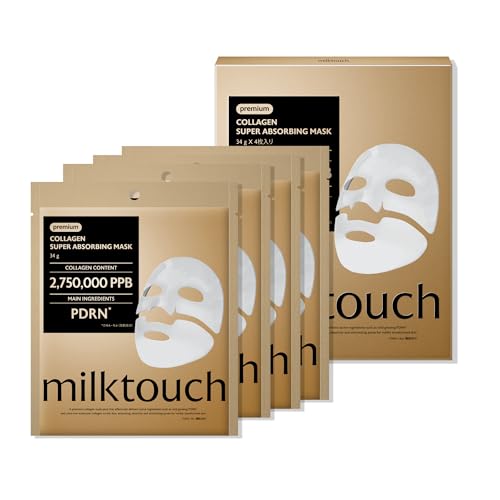 Image of MILKTOUCH Real Collagen Overnight Mask with PDRN (4 pcs), Korean Hydrogel sheet mask with PDRN, Real Collagen 2,160,000PPB for Elasticity, Hydrating, Firming, Anti‑Aging, Glass‑Skin