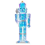 4FT Large Light-Up Giant Nutcracker Christmas Decor, Prismatic Iridescent Nutcracker Outdoor Soldier with 110 LED Pre-lit Lights, Plug-in Outdoor Nutcracker Decorations for Yard, Porch, Garden