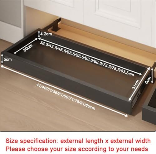 Expandable Under Bed Shoe Organizer, Pull-Out Shoe Rack for Closet & Entryway, Rebound Slide Rail Shelf, Black, 31x81cm - Space-Saving Solution for Shoes