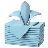 VEEYOO Cloth Napkins - 17 x 17 Inch Baby Blue Dinner Napkin Set of 12, Soft Washable and Reusable...