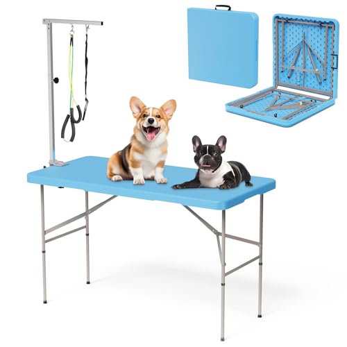MasXirch Dog Grooming Table for Large Dogs, 46" Pet Grooming Table Foldable Pet Station Home Pet Bathing Station with Adjustable Height and Arm Noose for Dogs Cats