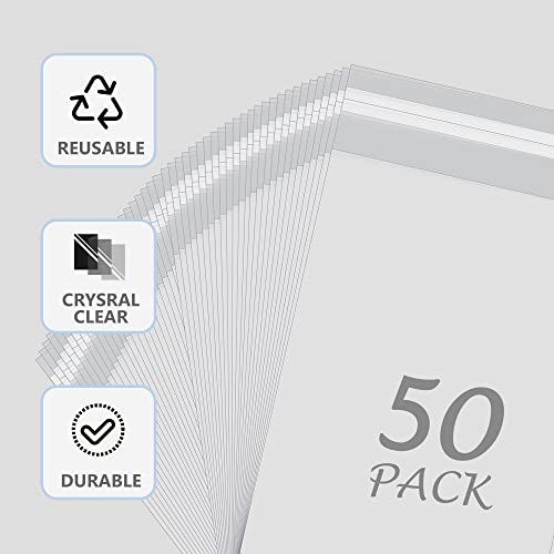 Somime 50 Pack AcidFree Crystal Clear Sleeves Storage Bags for 8.5x11