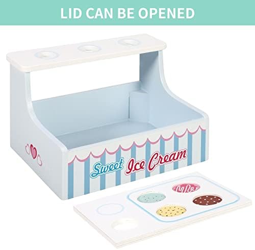SOKA Mini Ice Cream Shop Pretend Play Toy Set Interactive Role Play Game Early Developmental Playset Kitchen Food Accessories Gift for Kids Children Girls Ages 3 year old +