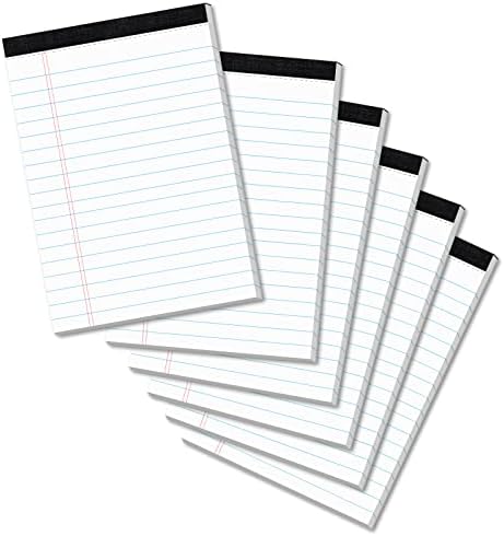Legal Pads 4x6 Inch Lined Ruled Perforated Writing Pad Lined Note Pads for Office Supplies (30-Sheet/Pads) College Ruled Legal Memo Pad ideal for Home, Office, School, or Business White Pack of 6 Pads