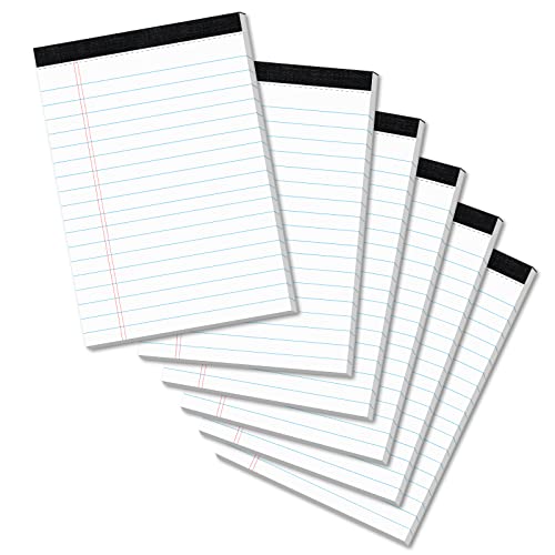 Legal Pads 4X6 Inch Lined Ruled Perforated Writing Pad Lined Note Pads For Office Supplies (30-Sheet/Pads) College Ruled Legal Memo Pad Ideal For Home, Office, School, Or Business White Pack Of 6 Pads #TOP14