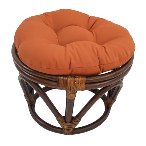 Image of Blazing Needles Solid Twill Round Footstool Cushion, 18 inch, Spice