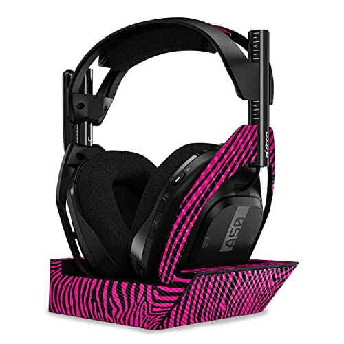 Image of MightySkins Carbon Fiber Skin Compatible with Astro A50 Wireless Headphones + Base Station (Gen 4) - Pink Zebra | Protective, Durable Textured Carbon Fiber Finish | Easy to Apply | Made in The USA