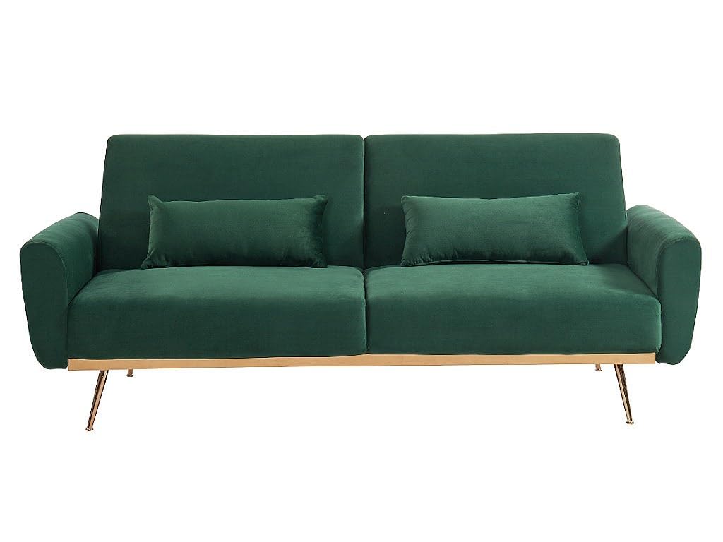 Vente-unique - Sofá Cama 3 plazas Launei - Terciopelo - Verde Pino