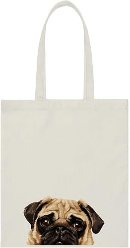 Vista 121 de WIRESTER Bolsa de lona para mujeres y niñas, bolsa de playa, comestibles y viajes, lindo perro