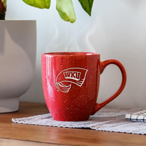 Image of Rico Industries NCAA Western Kentucky Hilltoppers Red Personalized 16 oz Team Color Laser Engraved Speckled Ceramic Coffee Mug