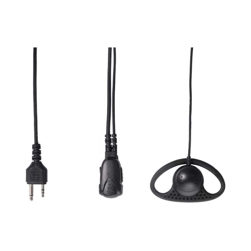 Sarcia Cuffie per walkie talkie Midland, a forma di D, con microfono PTT, per radio bidirezionale Midland GXT1000VP4 LXT500VP3 GXT1050VP4 GXT1000XB Walkie talkie bidirezionale a 2 pin, confezione da