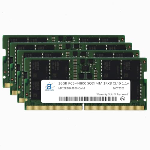Adamanta 64GB (4x16GB) DDR5 5600MHz PC5-44800 (܂4800MHz PC5-38400) SODIMM 1Rx8 CL46 1.1v m[gp\R W[ AbvO[h RAM