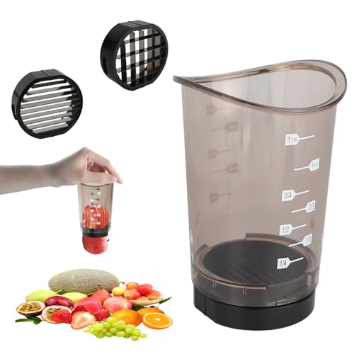 Vegetable and Fruit Slicer Cup - Detachable Vegetable and Fruit Slicer, 3 Types of Cutting Blade Molds, Safe and Efficient Strawberry Cutter, Grape Cutter, Multifunctional Chopper