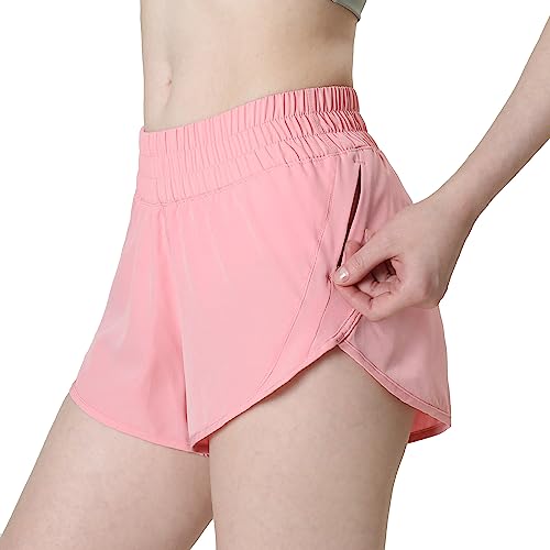 Image of Aurefin Athletic Shorts for Women,Women's Quick Dry Workout Sports Active Running Track Shorts with Elastic and Zip Pockets
