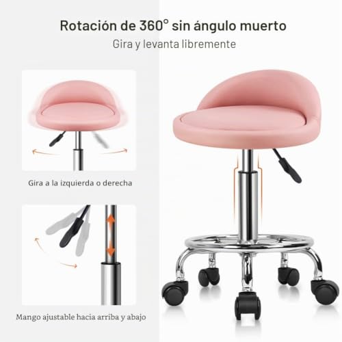 Taburete giratorio ergonómico para evitar dolores de espalda KKTONER rosa 5