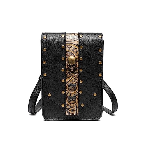 Sac femme punk épaule pour protéger votre téléphone portable dans un sac banane noir