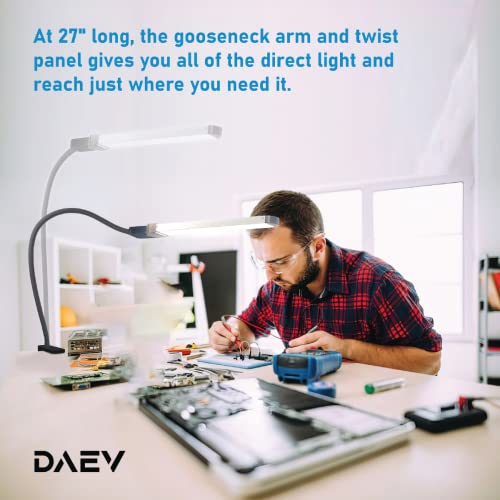 Daev Solutions Flexible Clamp On Desk Lamp – 27” Gooseneck Arm Professional Nail Light For Table, Bright Workbench Light, Hobby Light, Architect Lamp – 120 Leds Of Flicker-Free Daytime Light #TOP6